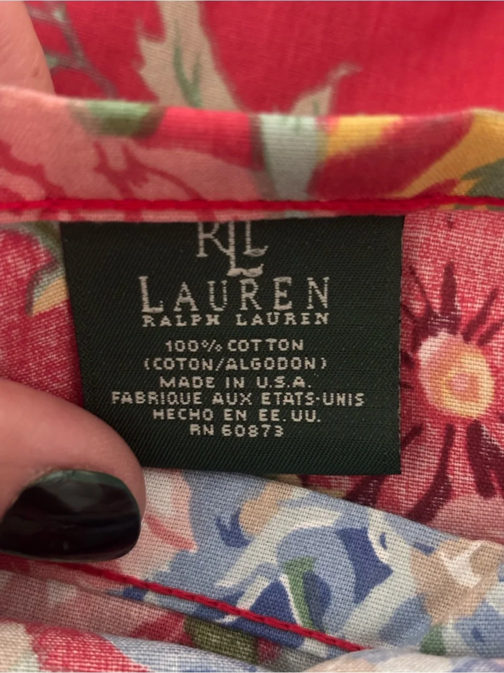 Ralph Lauren Red Floral Cotton full size sheet beach house